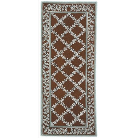 Safavieh 2 ft. - 6 in. x 6 ft. Runner- Transitional Chelsea Brown And Blue Hand Hooked Rug HK230G-26